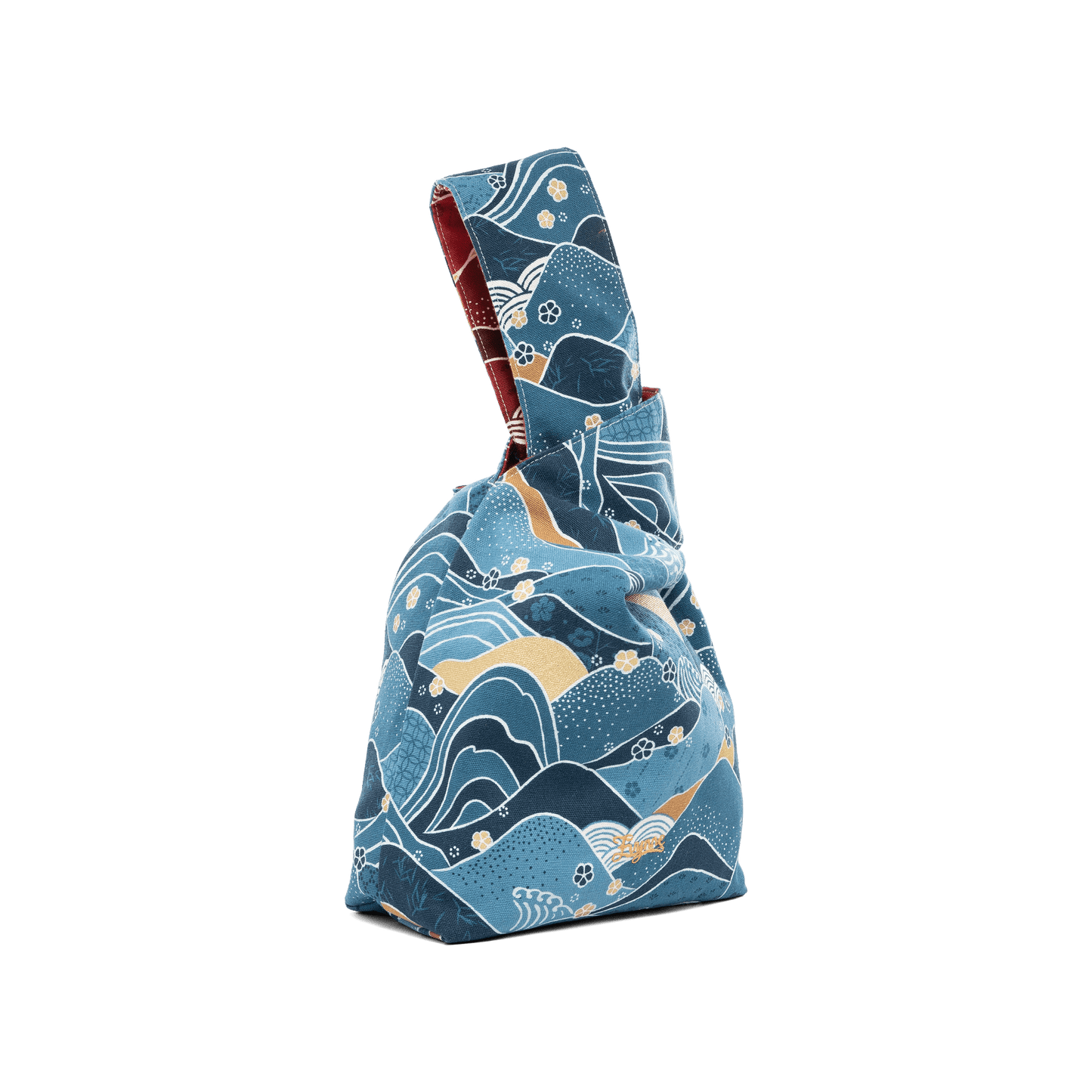 Japanese Knot Bag - Golden Centuple Mountains Scenery