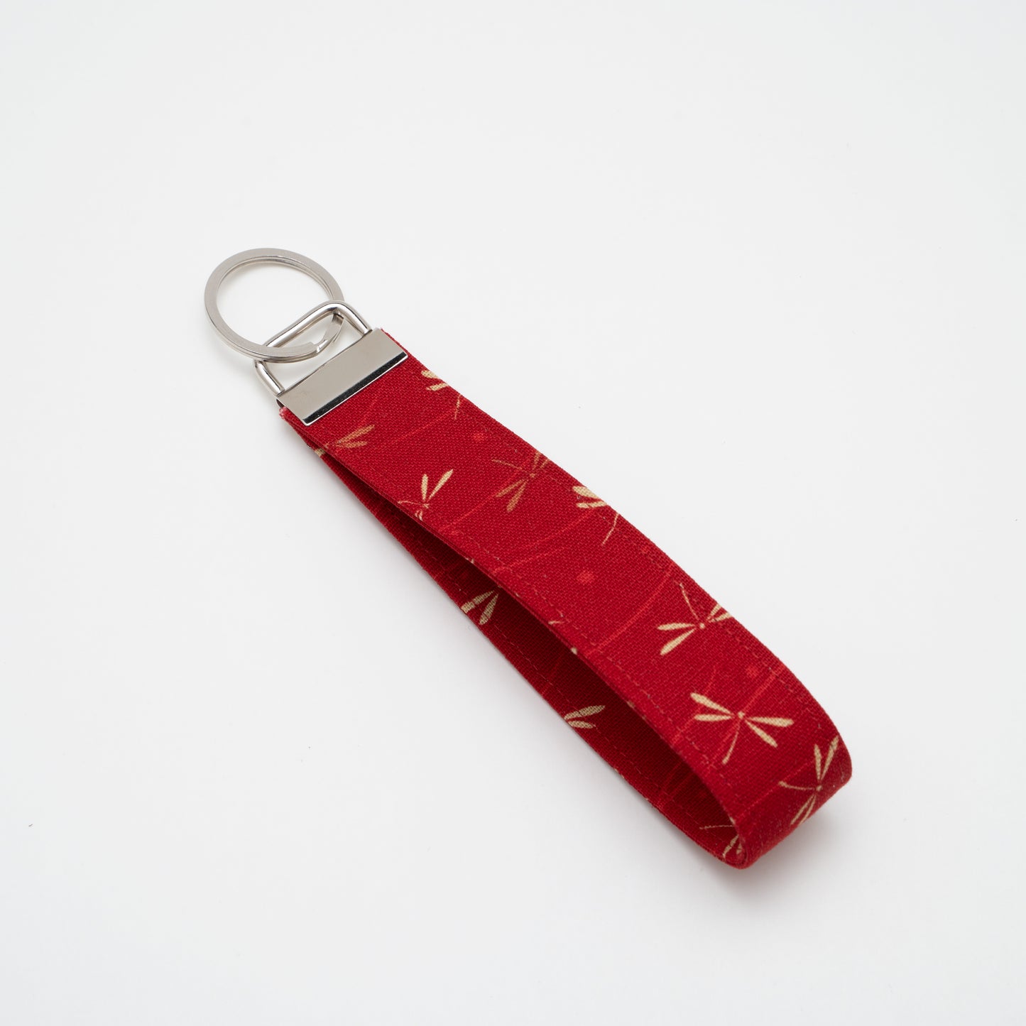 Cotton Wristlet Key Fob (Japanese Style Dragonfly - Red)