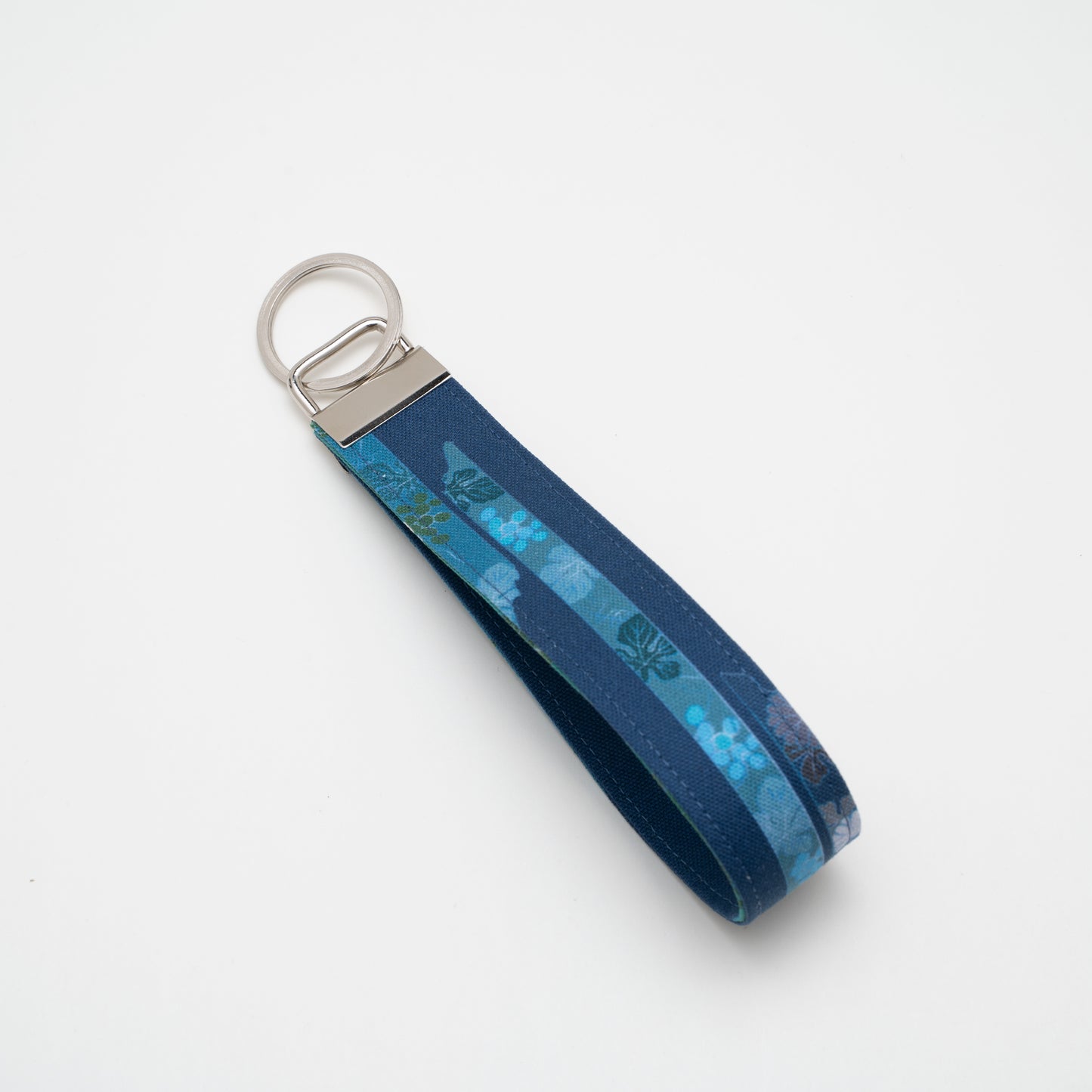 Cotton Wristlet Key Fob (Japanese Seasons Painting- Blue)