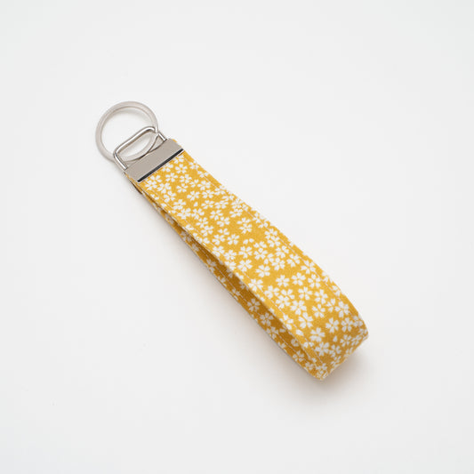 Cotton Wristlet Key Fob (ClassicCountryFloral- Yellow)