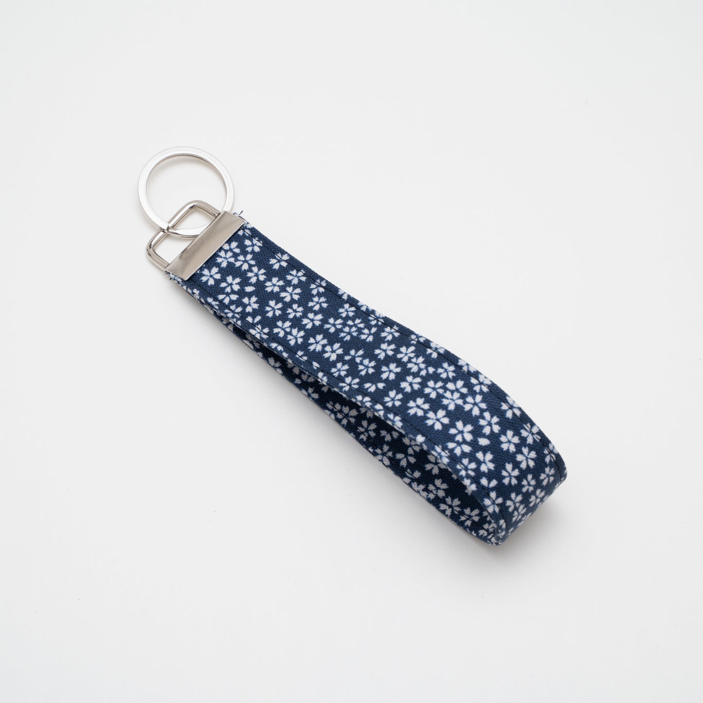 Cotton Wristlet Key Fob (ClassicCountryFloral- Navy)