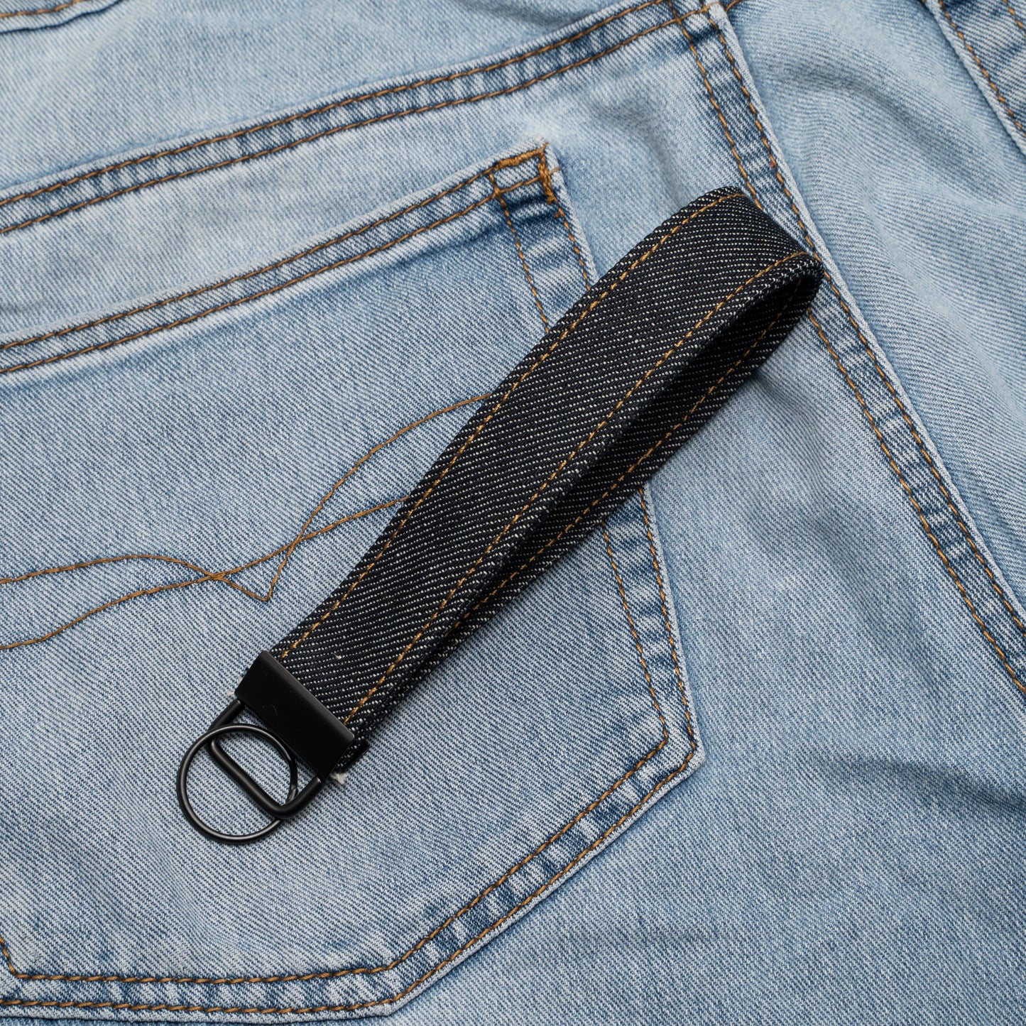 Denim Wristlet Key Fob (Blue Gradient Thread)